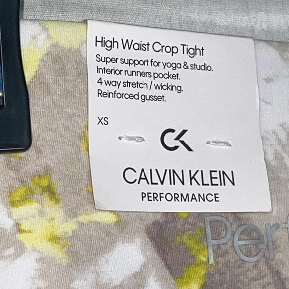 Calvin Klein Performance Printed Cropped Leggings Yellow, white, XS - Picture 8 of 9